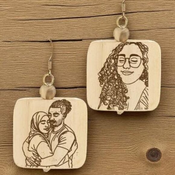 Custom Line Art Earrings - Picture 1 of 3